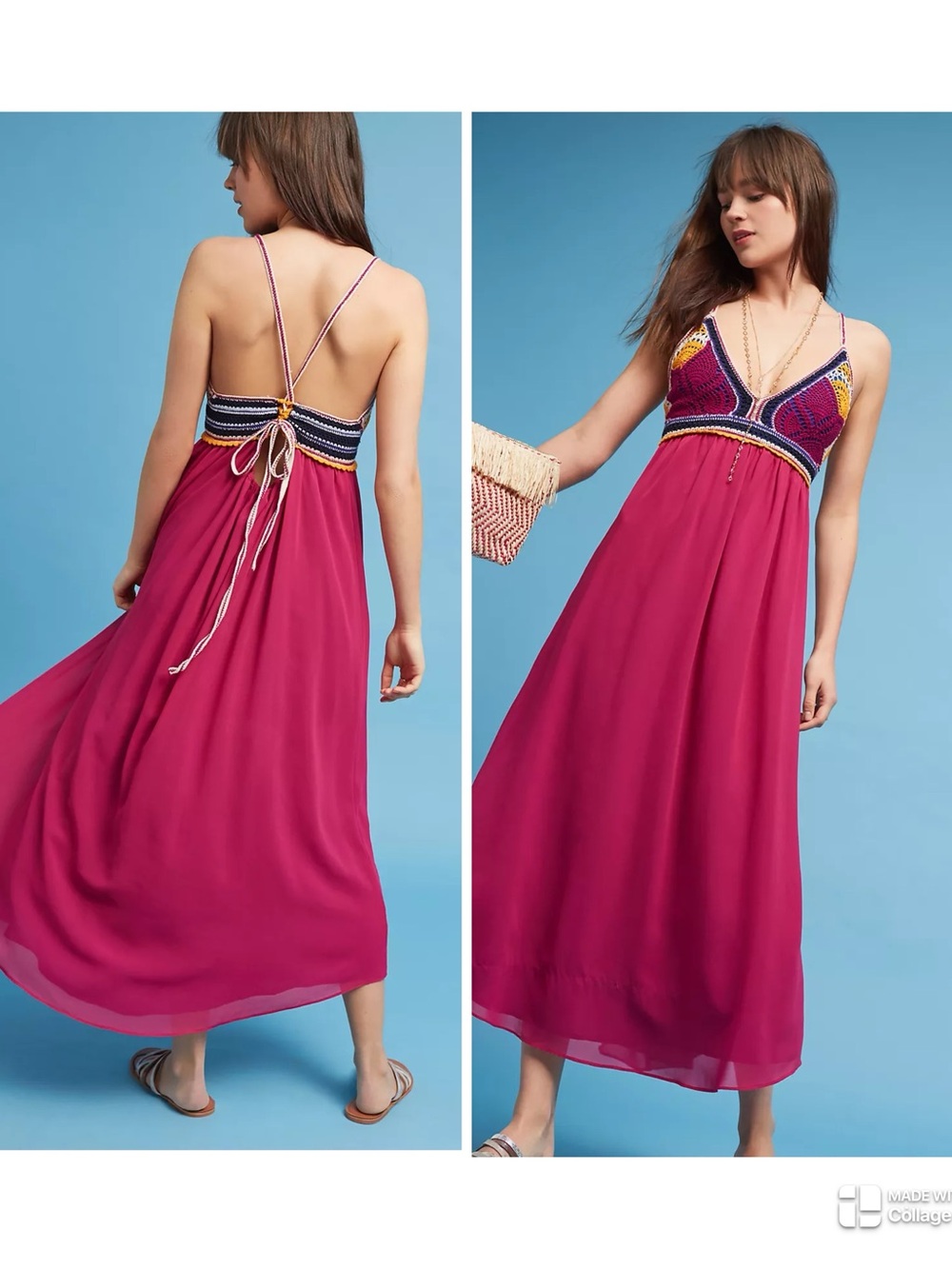 Anthropologie Maeve Violet Sunset Crocheted Dress